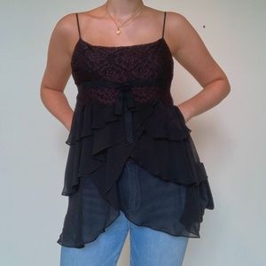 BCBG Black Lace Top